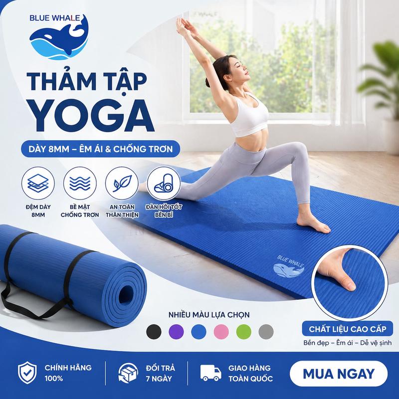 Thảm tập thể dục Yoga NBR đa năng êm ái chống trượt, phù hợp người mới bắt đầu và nâng cao