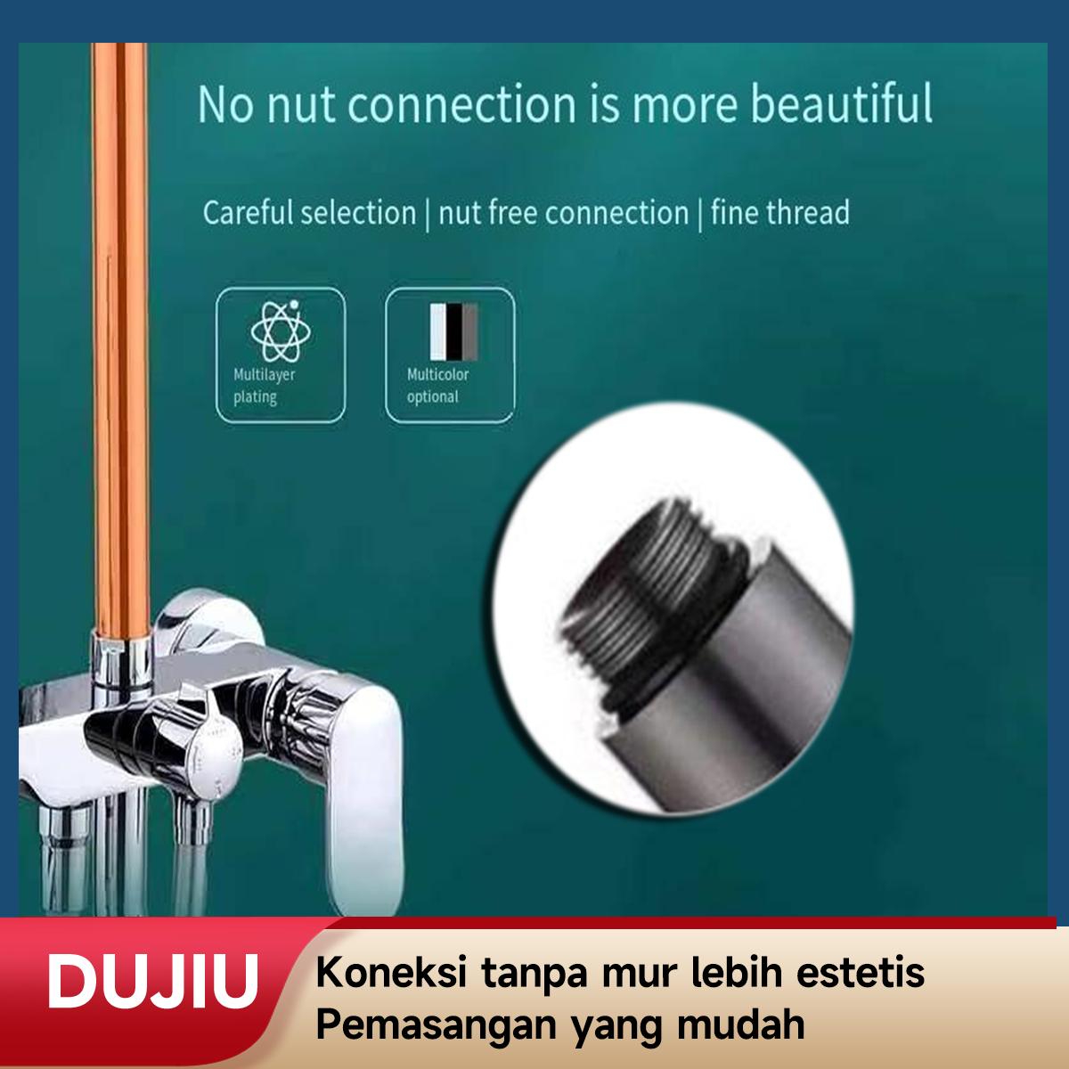 Batang Ekstensi Kepala Shower DUJIU 30cm – Stainless Steel Chrome Anti Karat, Perpanjangan Kepala & Selang Shower, Desain Praktis Mudah Dipasang, Cocok untuk Semua Jenis Kepala Shower, Stabil Kokoh, Aksesori Kamar Mandi Premium.