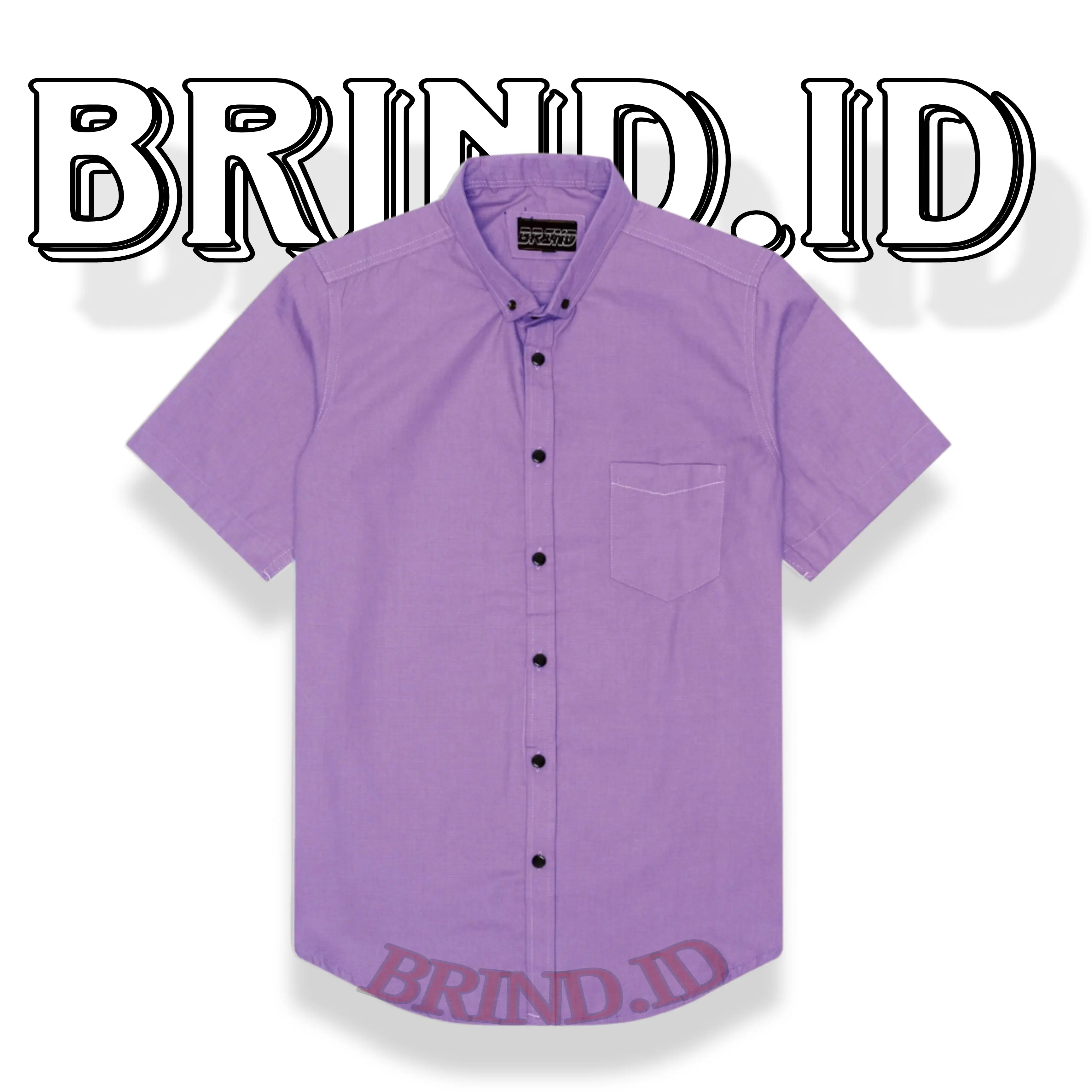 Kemeja Polos Lengan Pendek Pria Dewasa Ungu Lilac Katun Lembut