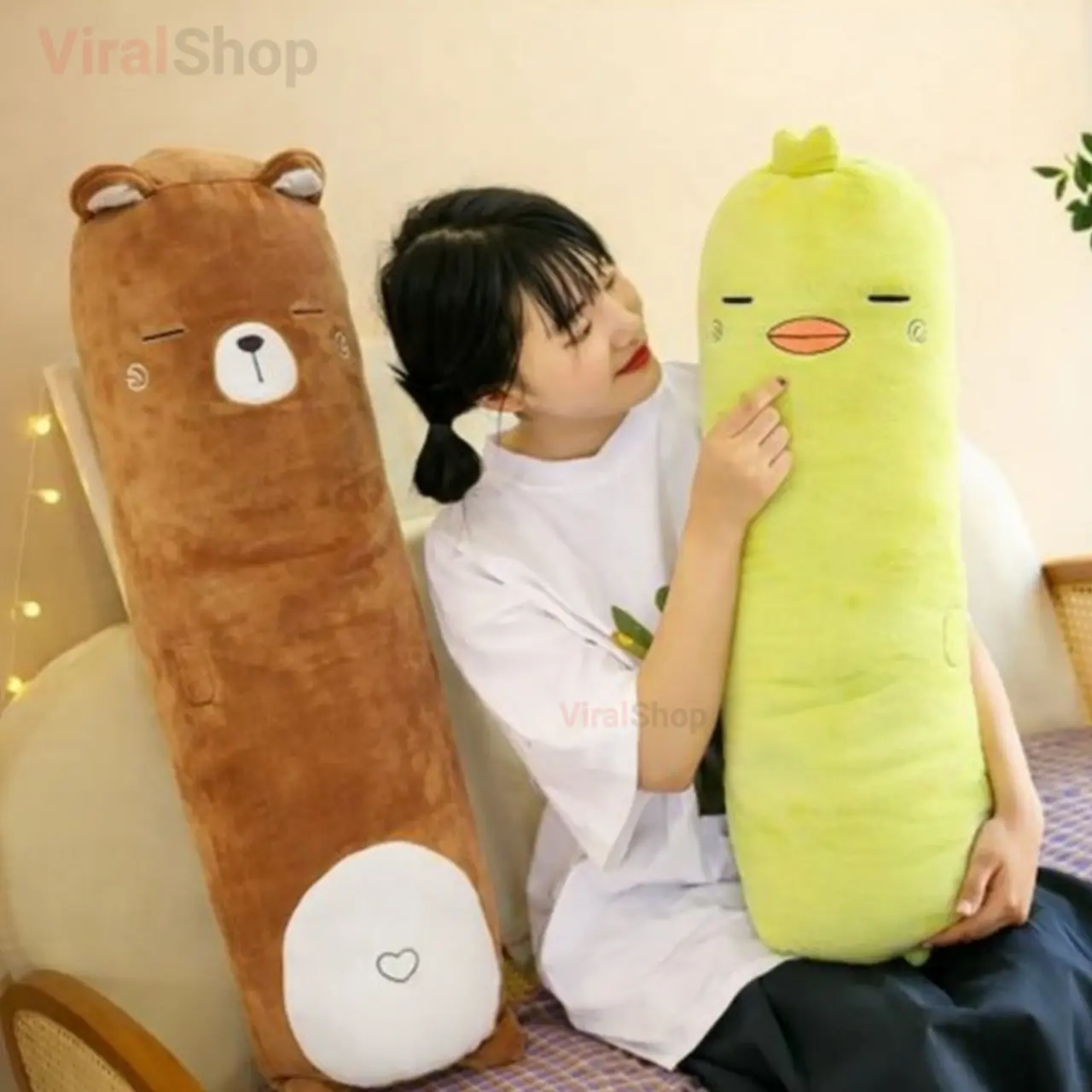 Boneka bantal guling karakter animal bear pinguin bahan yelvo pakai resleting bisa di cuci