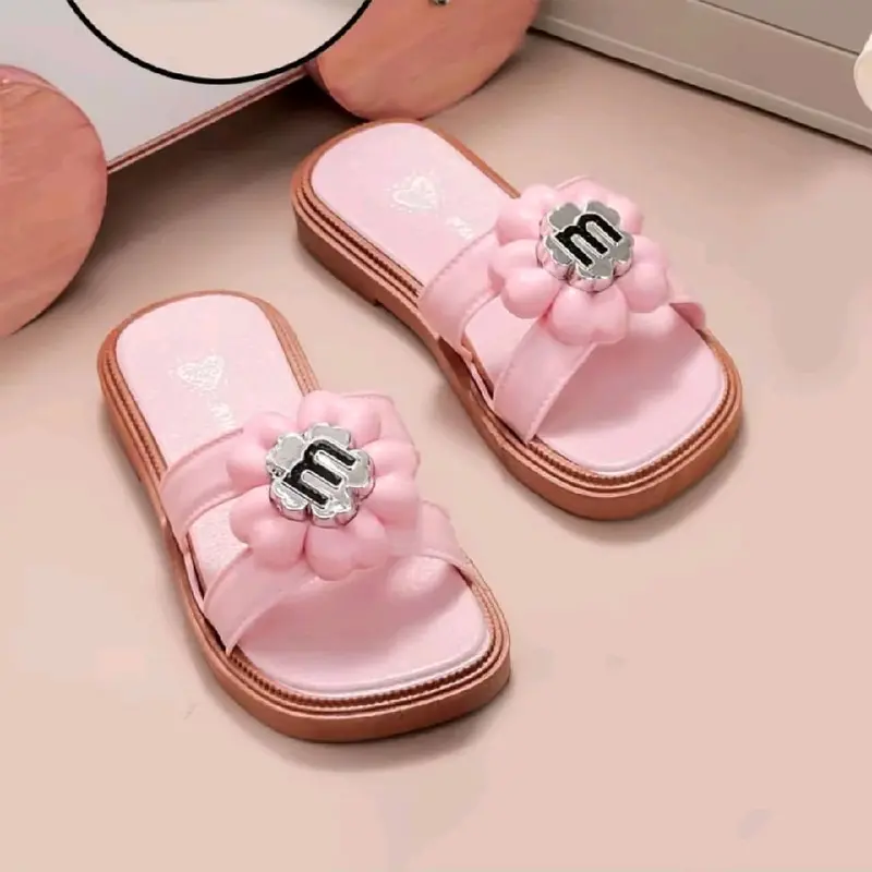 Sandal selop fashion anak perempuan Bunga sandal slip on import anak wanita sendal karet jelly kaki 24-35 6