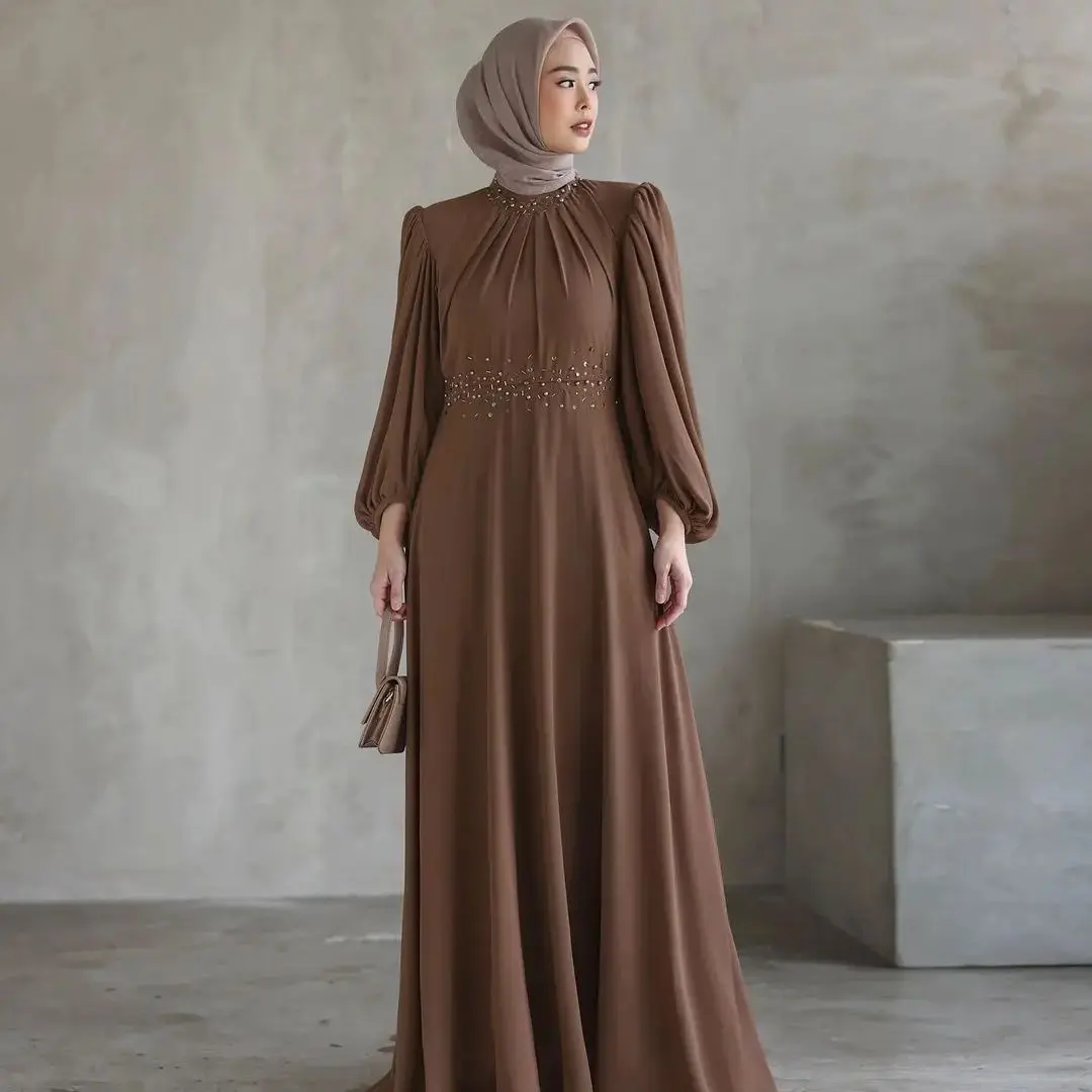 Kamari Dress Model Polos Gamis Ceruty Babydoll Full Furing Aplikasi Mutiara Tangan Balon Nyaman Kondangan Cantik - Muslim Pesta Mewah Lebaran baju sarim bit brokat miagama melayu murah simpel syari muslimah swaroxy vina dres marun burgundy brukat ceruty b