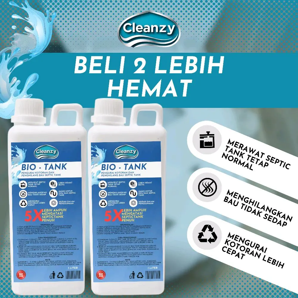Paket Hemat 2 Botol Cleanzy Bio Tank Solusi Septictank Penuh Wc Mampet Tanpa Sedot WC Pengurai Kotoran Septictank dan Penghilang Bau