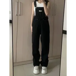 Cod Overall Kaki Lebar Longgar Pinggang Tinggi Gaya Korea Wanita Celana Kodok Jeans Wanita Terbaru Pasti Ori