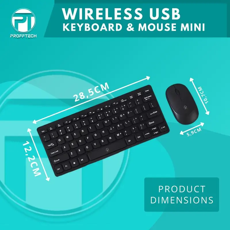 Keyboard Mouse Wireless Combo Profftech MK-03 MK 03 - Keyboard Mini Wireless USB