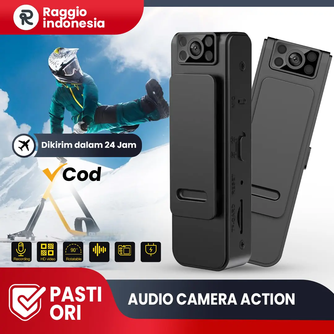 Kamera Mini HD 1920P BodyCam Polisi Kamera Tubuh Luar Ruangan DV DVR Perekam Pengawasan dengan Mikrofon Terintegrasi dan WiFi - Camera Digital Jam
