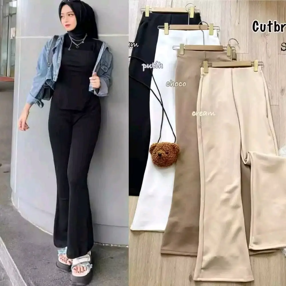 Celana Fit & Flare - Celana Cutbray Scuba Highwaist - Kulot Highwaist Cutbray Scuba/ Celana Kerja Wanita Kekinian/Celana Panjang Wanita Cutbray Karet Melar Lembut