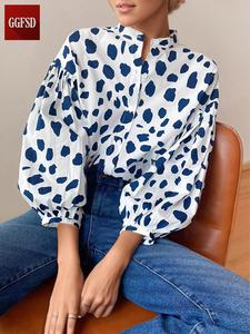 Camisa de mujer con mangas francesas tipo burbuja y manga tres cuartos, blusa de gasa de alta calidad para primavera y otoño, nueva colección 2026