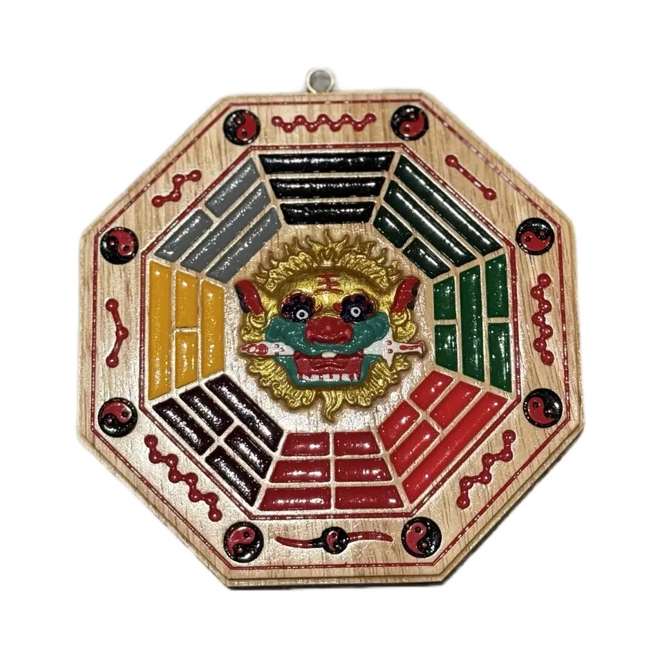 Bagua Peach Wood Lion Biting Sword Charm