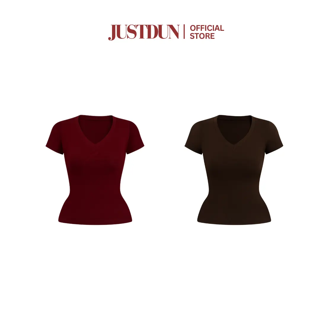 Áo Thun Nữ Basic Cổ Tim Trơn JUSTDUN A2 – Chất Cotton Lông Mịn Cao Cấp, Co Giãn 4 Chiều | BigBuy360 - bigbuy360.vn