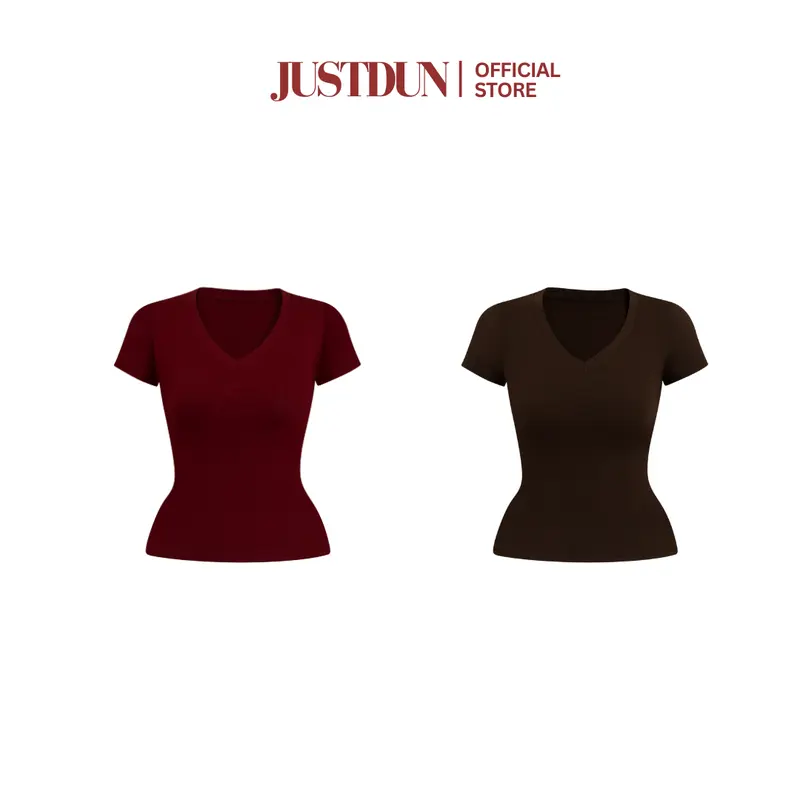 ( Signature ) Áo Thun Nữ Basic Cổ Tim Trơn JUSTDUN A2 – Chất Cotton Lông Mịn Cao Cấp, Co Giãn 4 Chiều | BigBuy360 - bigbuy360.vn ( Signature ) Áo Thun Nữ Basic Cổ Tim Trơn JUSTDUN A2 – Chất Cotton Lông Mịn Cao Cấp, Co Giãn 4 Chiều | BigBuy360 - bigbuy360.vn