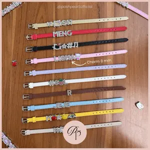 [Posh Pearl] Gelang Kulit/Besi 8mm (Tanpa Charm) Cocok untuk Hadiah Ulang Tahun dan Anniversary Bisa Di Custom
