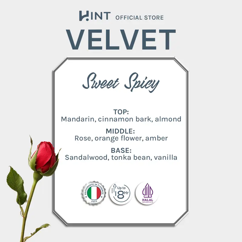 HINT Fragrance - Fabric Series Velvet 50ML Eau de Perfume - Unisex - Sweet Spicy Scent -   Wangi Aroma yang Hangat dan Mewah Elegant yang Menenangkan 1