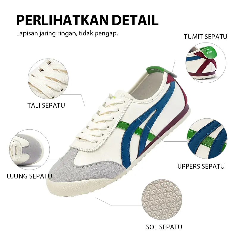 COROLLA Sepatu Olahraga Wanita Tiger-66 Sepatu Casual Sport Shoes Sneakers Viral Sepatu Kerja Main Outdoor Onitsuka BlackCoklat Merah Biru Putih Hitam 7