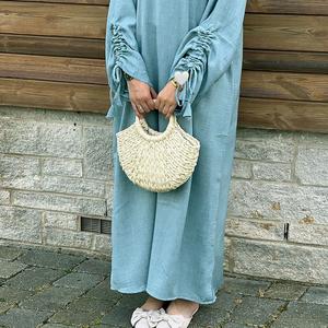 Pakaian Muslim, LR833, Koleksi Musim Bunga / Musim Panas, Sesuai untuk Perhimpunan dan Pesta, Pakaian dengan Manset dan Tali leher