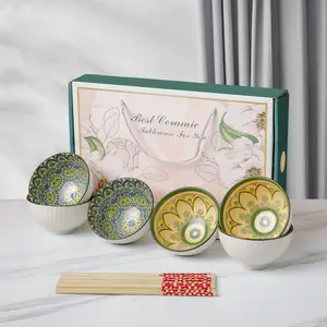 Ideame Mangkok Keramik Motif Set Isi 2pc/4pc/6pc Souvenir Mangkok / Hampers Mangkok Aesthetic Gift Wedding / Hampers Peralatan Makan Kitchenware