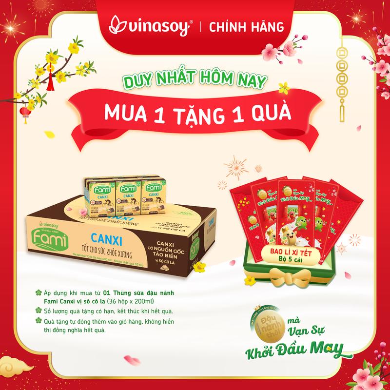Thùng sữa đậu nành Fami Canxi Vị sô cô la hộp 36 hộp x 200ml