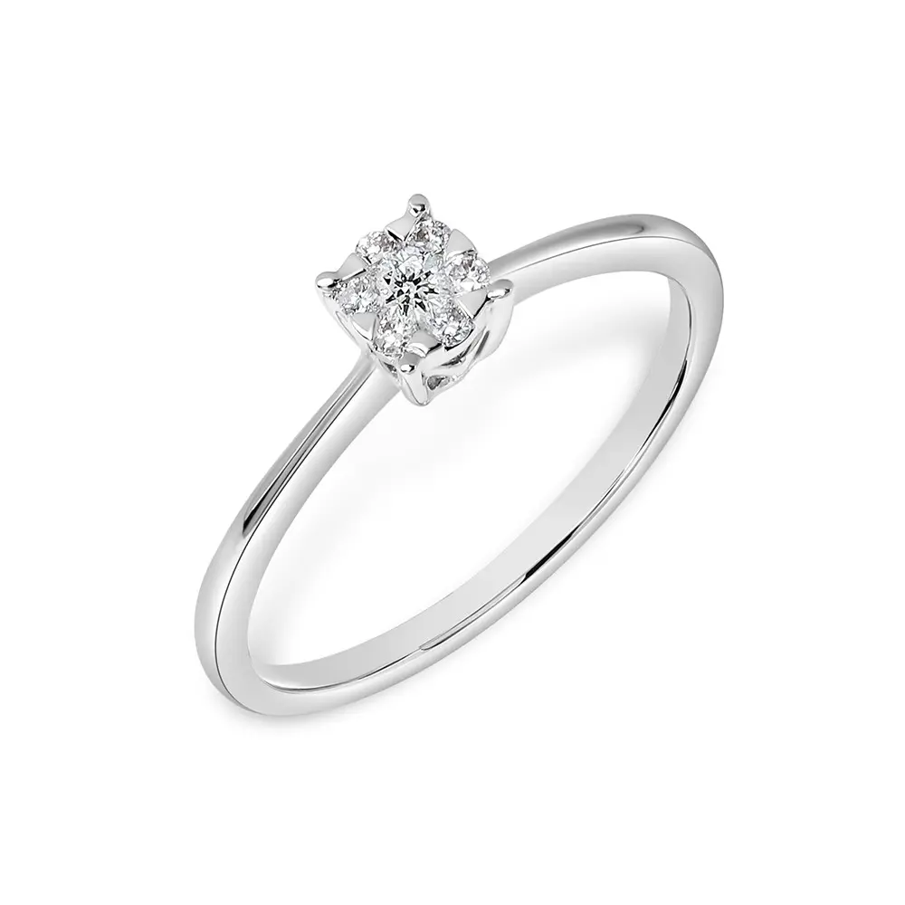 Michael Trio Blooming Illusion Diamond Ring in 14K White Gold