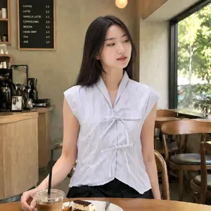 K-Yunia -Blaire Kemeja Vest Crop | Atasan Wanita Motif | Rompi Top Cewek Casual Katun