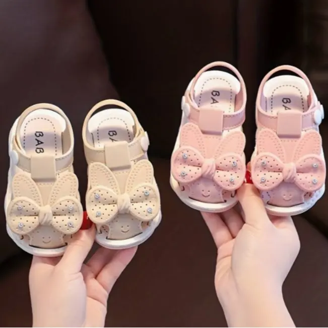 New Arrival Girls Cute Shoes/Sandals for Kids Girls Flower Soft Sole Princess Shoes Ribbit Bowknot Sandals For Baby Girls Korean Style Princess Sandals Toddler