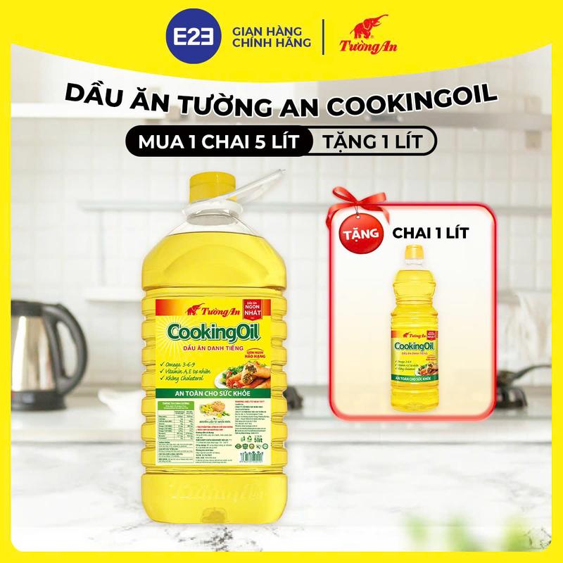 Dầu Ăn Tường An CookingOil Chai 5L Tặng 1L - Tuyệt Đỉnh Chiên Rán - Dùng Cho Cả Gia Đình | E2E Thực Phẩm Đồ Uống | Kido Group