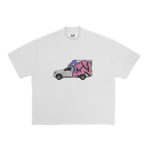 Kaos Boxy Crop Oversize / T-shirt "Tag on Wheel" Unisex