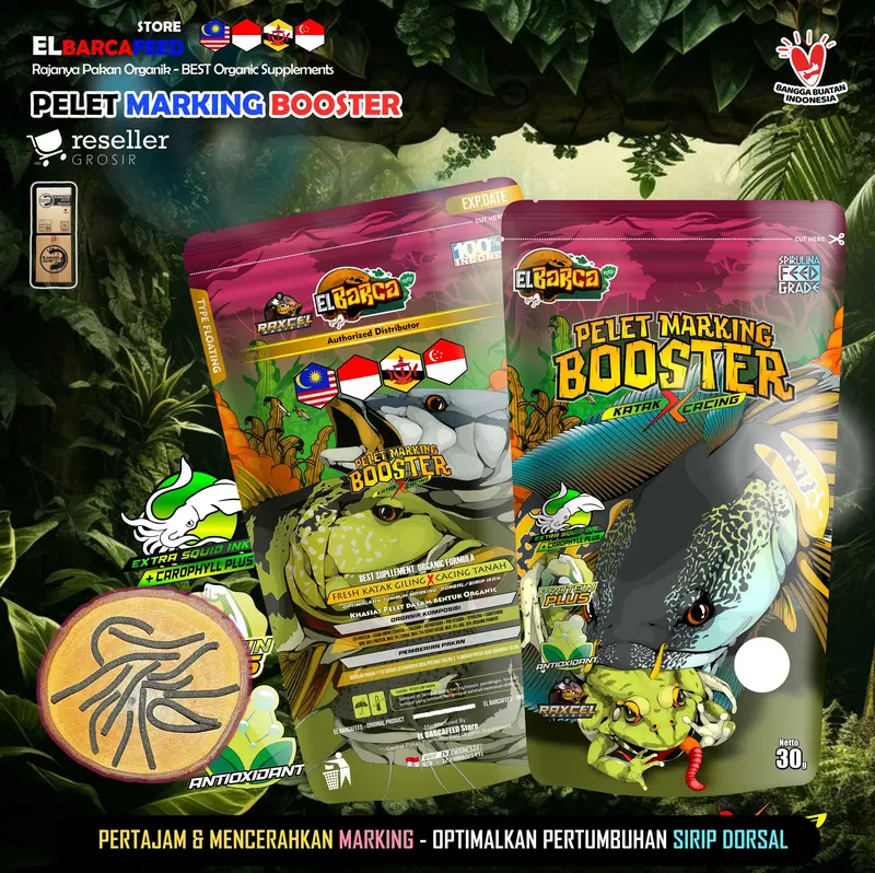 PELET MARKING Katak X Cacing Merah Pelet katak Super Dorpol Fin Channa Auranti Pelet ikan hias channa predator pelet fin auranti pakan 0