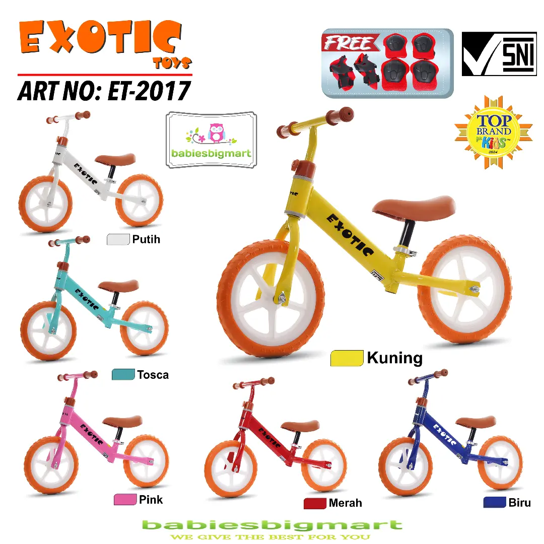 Sepeda Anak Balance bike Push Bike Tanpa Pedal EXOTIC ET 2017