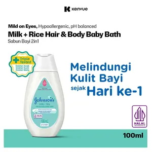 JOHNSON'S Milk + Rice Hair & Body Baby Bath 100 ml - Sabun Bayi 2 in 1