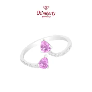 Cincin Berlian Pearshape Batu Pink Sapphire KLR1284867 - Kimberly Jewellery