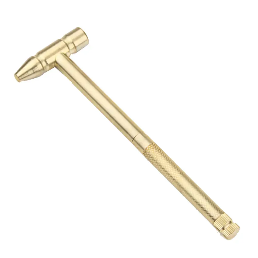 Mini Copper Hammer 5 in 1 Multifunctional Hammer Built-in small screwdriver Indoor and outdoor mini tools Feature:  1. Five-in-one function: not only a small hammer, but also 4 types of small screwdrivers.2. Material: Alloy steel. Durable and stylish.3.