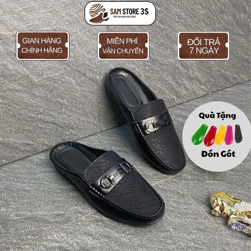Giày Sục Nam Đế Khâu- Da Nhám Chống Nhăn - Đế Cao Su - Sam Store 3s- giày hở gót & guốc sục nam 20 Shoes Đế Bằng DéP giày sục