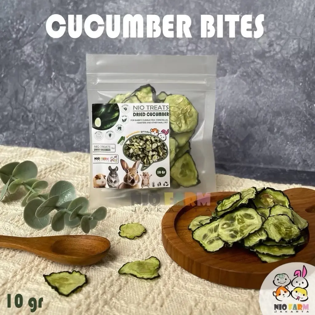 NIOTREATS by Niofarm - Timun Import Kering 10 gr - Cucumber Snack Kelinci Chinchilla Hamster Sugar Glider Guinea Pig / Rabbits Snack / Makanan Sehat Kelinci / Makanan Hamster / Cucumber / Timun Snek Kelinci / Snack Hewan / Niofarm