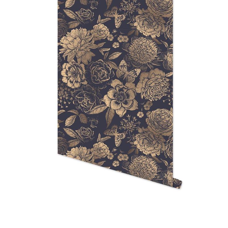 Retro Flower Pattern Wallpaper, 1 Count Removable Self-adhesive Wallpaper, Vintage Design Decorative Wallpaper For Living Room Bedroom Kitchen 8