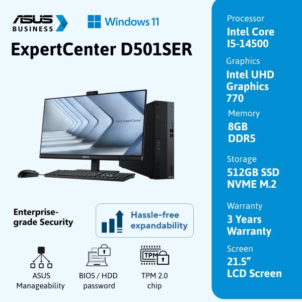 Gambar ASUS ExpertCenter D501 [D501SER-585000001X] Intel Core i5-14500 8GB DDR5 U-DIMM 512GB SSD Windows 11 PRO M365 (30D) Warranty 3Y OSS (include 1Y ADP) LCD 21.5-inch" dari ASUS Expert Official Store Kota Administrasi Jakarta Pusat Tokopedia