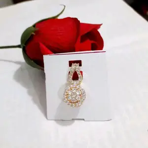 Liontin Permata Gantungan Bulat Kilap Emas Fashion Aksesoris Perhiasan Wanita