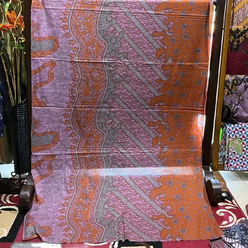 Kain batik katun prima premium mtf bunga lengko  warna series bs buat kemeja blus rok gamis cardigan dll Merah Elegan