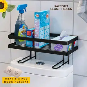 Rak Kamar Mandi Rak Closet Multifungsi Rak Logam Dapat disesuaikan Besi Putih Anti Karat Penyimpanan