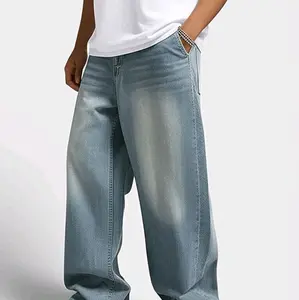 PROMO Celana Jeans Korean Style Unisek Panjang Loose Gombrong Whisker Nyaman Tebal Pria Denim  baggy miracle