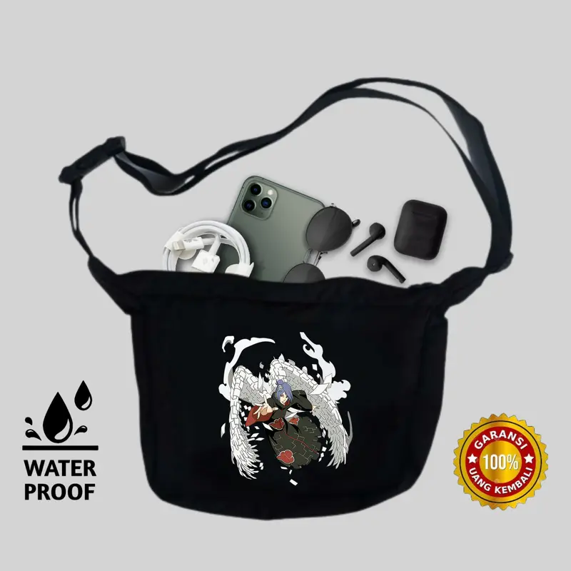 Tas selempang canvas pria distro anime naruto tas slempang mini murah sling bag waterproof keren 4