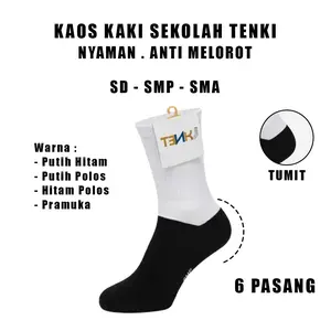 [SAK X Ermaashopp] TENKI 6 Pasang Kaos Kaki Sekolah Anak SD SMP SMA Sebetis Anti Kendor Nyaman Cocok Untuk Anak Sekolah