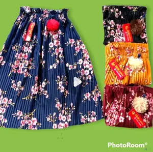 Rok Plisket Anak SAKURA Motif Bunga Sakura untuk Usia 4-12 Tahun