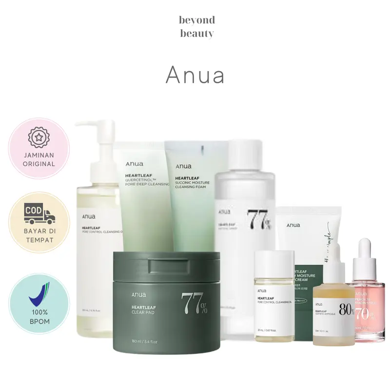 [BPOM] Anua Heartleaf 77 Soothing Toner, Cleansing Oil, Quercetinol Face Wash, ANUA Peach Serum, Retinol Serum 0