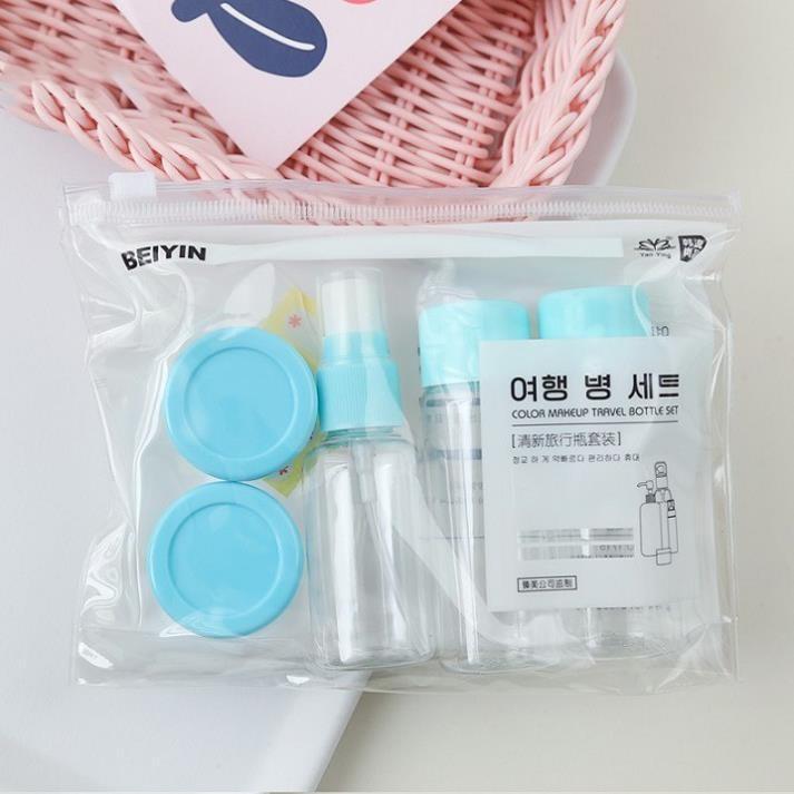Bộ Chiết Mỹ Phẩm Du Lịch 7 Món Tặng Kèm Túi Zip Nhựa PVC