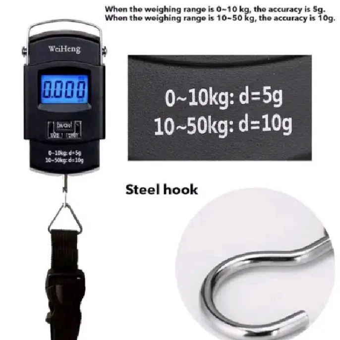 Timbangan Gantung Koper Digital Mini kapasitas 10-50 kg Layar LED Terang Stabil Kuat Kokoh Serbaguna Praktis  Portable Mudah Digunakan Elecktrik Travel Scale 1
