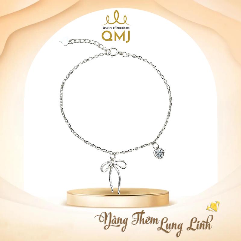 QMJ STORE - Q229 Lắc NƠ TIỂU THƯ bạc nữ đẹp QMJ, vòng tay thời trang phụ kiện trang sức bạc 925 cao cấp