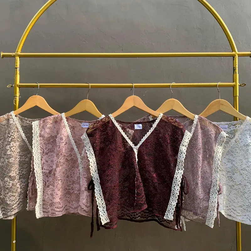 Vest Brukat Kondangan Lebaran Kekinian Simple Hijab Aesthetic Wanita Atasan Outer 0
