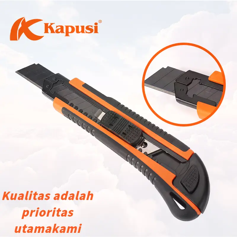 Kapusi Pisau Cutter Bonus 3 mata /Pisau Cutter/Utility Knife / Piasu Karter /Cutter Utility / Karter Besar  18MM Heaty Duty Utility Knife Multifunction Stainless Steel estilete profissional ferramenta Large Wallpaper Cutting Tools  Pisa Alat Plastik