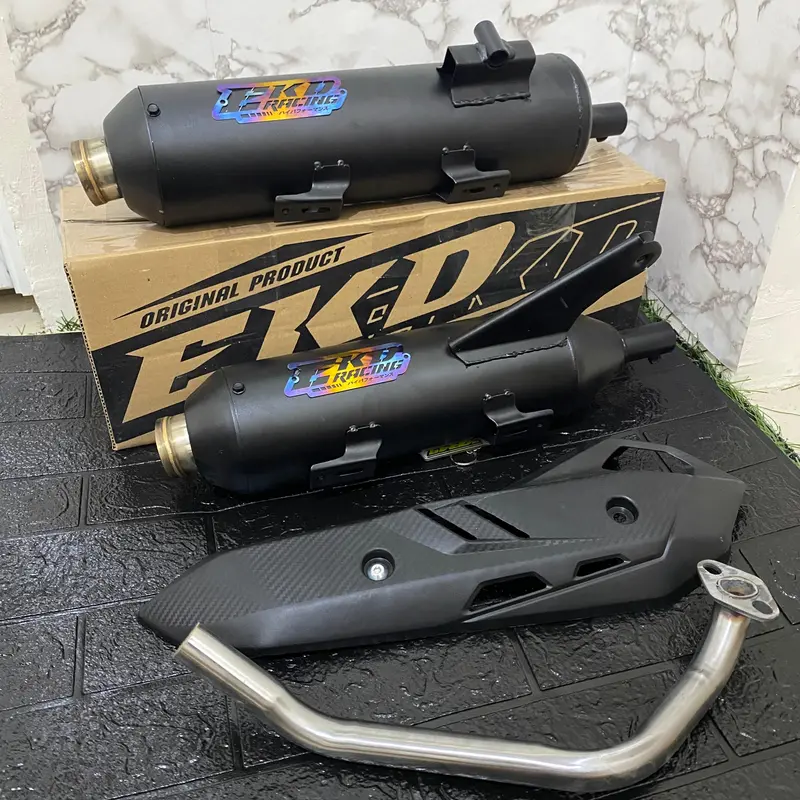 Knalpot Original EKD RACING moncong Shijiro emblem Gold untuk Motor Metik Vario beat scoopy nmax aerox pcx mio genio deluxe Aksesoris Besi Motorcycle Sepeda;cms;vario 2