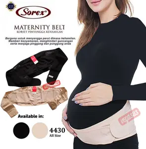 Sorex Korset Ibu Hamil Maternity Support Belt 4430 & 4427 Sabuk Pendukung Kehamilan Hitam & Cream Bahan Neoprene Nyaman All Size 160cm x 20cm